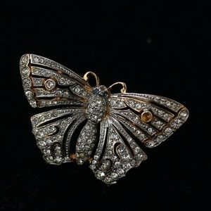 VINTAGE Gold/ Rhinestone butterfly pin, brooch
